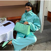 Shiny Stand Collar Short Jacket Women Puff Sleeve Drawstring Waist Cinching Pleated Jackets Autumn Causal Lady Outerwear
