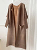 Women Solid Color Open Stitch Long Sleeve Trench Female Loose Pleated Windbreaker Spring 2J485