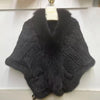 Women 100% Real Rabbit Fur Shawl Scarf With Fox Fur Collar Winter Warm Knitted Rabbit Fur Poncho Girls Party Accessories
