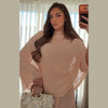 Minimalist Pink Chiffon Stand Collar Dresses Women Slim Fit Layered Shawl Sleeve Vestido Summer Beach Vacation Daily Gown