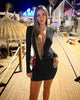 A European women's dress featuring V-neck, sexy long-sleeved solid color, high waist and short hips