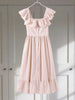 Flying Sleeve Ruffle Striped Slip Long Dress Women Elegant Square Collar Waist Cinching Pleat Party Dresses Chic Ladies Vestido