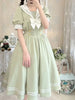 Japanese Sweet Lolita Style Women Dress Cute Bow Puff Sleeve Cosplay Patchwork Dresses Kawaii Girl Y2k Robe Vestido