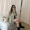 Mid-length Trench Spring and Autumn Retro Korean-style Turn-down Collar Design Loose and Casual Women's Coats