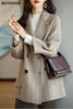 Stylish Long Sleeve Loose Pockets Women Woolen Jacket Autumn Winter Elegant Lapel Thick Female Jackets