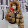 Faux Fur Coat Women's Jacket Winter Warm Thick Fox Raccoon Leather Brown Plus Size Especially Fake Fur Cold
