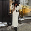 Elegant Solid Women Long Coat Single Breasted Turn-down Collar Loose Full Sleeve Lady Coats Spring Lady Street Outwears