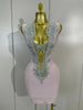 Sexy Silver Sequin White V Neck Cut Out Short Bandage Dress Women Elegant Birthday Party Club Wedding Vestidos