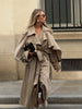 Women Lace Up Shawl Sleeve Windbreaker Solid Lapel Single Breasted Loose Trench Coat Autumn Lady Commuter Outwear