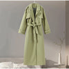 Urban Solid Double Breasted Long Women Coat Loose Full Sleeve Belt Double Breasted Female Jacket Autumn Winter Lady Top