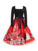 Women's Vintage Christmas Party Dress Long Sleeve Casual Print 50s 60s Elegant Year Celebration Customs