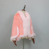Extra Long Real Genuine Natural Knitted Rabbit Fur Shawl Coat with Fox Fur Collar Women's Knit Jacket Cape
