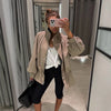 Printed Oversized Drawstring Waist Jackets Women Street Stand Collar Full Sleeve Zipper Slim Coats Autumn Chic Ladies Outerwears