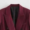 Burgundy Blazer Women Autumn Winter Vintage Double Breasted Suit Jacket for Woman Streetwear Classic Blazers Coat