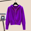 Autumn Winter Hooded Women's Knitwear Long Sleeve Zipper Slim Knitted Cardigan Female Casual Jacket Tops