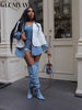 Women Patchwork Denim Long Sleeve Single Breasted Jackets Holiday Vacation Streetwear Outcoats