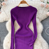 Winter Women Knit Maxi Dress O Neck Autumn Long Sleeve Slim Solid Harajuku Ladies Pencil Sweater Long Dresses