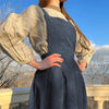Retro Women's Corduroy Dress Square Neck Casual Medieval Dresses Vestidos Para Mujer