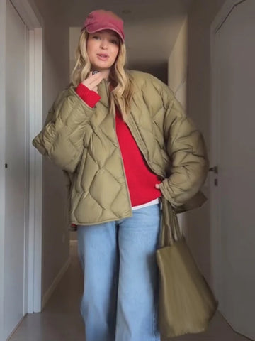 Solid Women's Cotton Coats O-Neck Full Sleeve Loose Zippers Lady Thicken Padded Coat Winter Casual Female Jackets