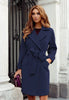 Women's Winter Coat Jaet Irt Tops Street Sle Thiened Cotton Wool Blend Knot Splicing Design Ladies Outwear