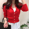Spring Long Sleeve Women Cardigans Sweater Knitted Coat Short Casual Single Breasted Korean Slim Chic Ladies Tops