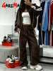 Red Women's Tracksuit with Zipper Trousers Stripes Two Piece Set Women Classic Cotton Autumn Brown Tracksuit for Women