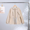 Casual Grid Drawstring Loose Coat Women Stand Collar Button Waist-Closed Female Jacket Spring Lady Street Outwears Chic