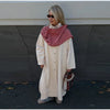 Women's Plaid Scarf Long Trench Coat Loose Stand Collar Full Sleeve Single Breasted Split Coats Autumn Lady Jacket