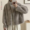 Eco-friendly Mink Fur Windproof Stand Collar Faux Mink Coat For Women Warm Winter Thick Jackets With Pockets 2DB5167