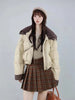 Women Coffee Black Short Parkas Thicken Warm Long Sleeve Lapel Cotton Padded Coat Vintage Winter Student Jacket Streetwear