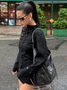 Plaid Jacket For Women Casual Hood Zipper Long Sleeve Pockets Loose Coat Lady Top Spring Chic Street Outerwear