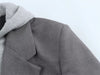 European and American style girl retro autumn women's hooded suit jacket female fake two-piece versatile