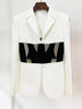 High Street Designer Runway Suit Set Women's Perspective Gauze Patchwork Blazer Pencil Pants