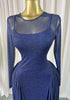 Women Lace Up O-neck Long Sleeve Big Swing A-line Maxi Dress Sexy Parties Education Vacation Long Dresses Vestidos