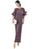 Elegant Pleated Long Dress For Women O-neck Flare Sleeves High Waist Solid Color Dresses Spring Clothing 2Z2387