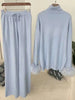 2 Pieces Sets For Women High Neck Loose Sweater With Fox Fur Cuffs Wide Leg Trousers Spring Winter 2DB1757