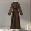 Casual Woolen Women Coat Doube-Breasted Turn-Down Collar Long Sleeve Female Coats Autumn Winter Chic Lady Outwear