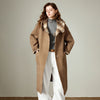Women Woolen Long Coat Winter Nomadic Style Sheep Wool Plaid Hooded Cow Horn Buckle Female Overcoat