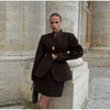 Solid Mini Skirt Set For Women Spring Long Sleeve Waist Jacket Hip Package Skirt 2 Piece Sets Lady Chic Suits