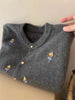Korean Ladies Round Neck Knitted Cardigan Femme Long Sleeves Embroidery Sweater Coat Autumn Women Knit Jacket Tops