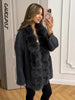 Faux Fur PatchworkTwisted Knitted Cardigan Women Elegant Lapel Long Sleeve Pockets Furry Knitwear Autumn Female Loose Outerwears