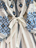 Women's Dress Spring Vintage Embroidery Lace-up O-Neck Versatile Loose Bandage Waist A-line Mid-length Vestidos DS354
