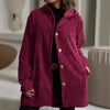 Women's outerwear top autumn hooded loose fitting women's corduroy casual jacket