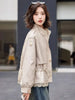 Women Trench Coat Lace Stitching Short Jacket Spring Autumn Tooling Waist Stand-up Collar Windbreaker Female