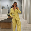 White Stand Collar Long Pant Suits Women Chic Solid Full Sleeves Single Breasted Loose Pants Set Lady Daily Street Outfit