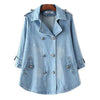 Denim Cape Coat Female Jacket Double Breasted Jackets Women Office Lady Windbreaker Denim Basic Coats Autumn Overcoat