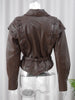 Woman Vintage Brown Lace Up Pu Leather Jacket Slim Fit Lapel Collar Long Sleeved Short Coats Fall Lady Chic Outfits