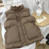 Winter Down Cotton Vest Jacket Women's Sleevele Stand Parkas Warm Short Vest Coat Female Waistcoat Overcoat Ladies Tops