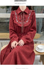 Art Mori Girls Long Dress Autumn Winter Basic Wear Retro Vintage Japan Style Doll Neck Cute Sweet Ribbon Bow Tie Corduroy Dress