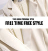 Women's Korean Blazer Patchwork Design Long Sleeve Dresses Office Lady Elegant High Waist Black Slim Pleated Midi Dress
